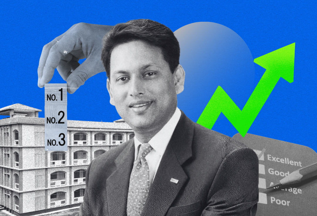 A picture showing education minister ehsanul hoque milon in the center and behind him are elements to describe the ranking system for schools and colleges in bangladesh being implemented